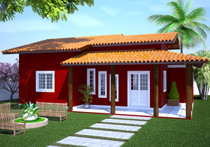 Projeto de casa com Varanda e 3 Quartos